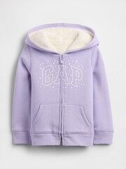 Gap Purple Logo Sherpa Lined Hoodie (6mths-5yrs) (6mths-5yrs) - Image 1 of 3