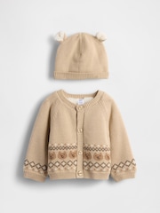 Gap Beige Sherpa-Lined Bear Cardigan Sweatshirt Set (0-24Mths) (0-24mths) - Image 1 of 2