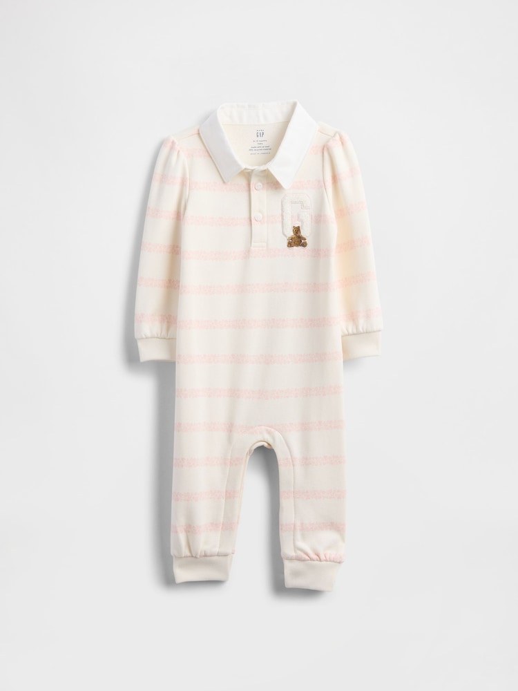 Gap Cream VintageSoft Varsity Bear Logo Sleepsuits One-Piece (Newborn-24mths) (0-24mths) - Image 1 of 4