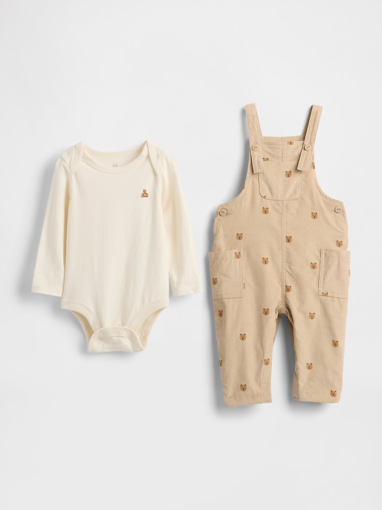 Gap Beige Corduroy Overall Outfit Set (Newborn-24mths) (0-24mths) - Image 1 of 2