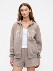 Gap Brown Zip Up Logo Vintage Hoodie - Image 1 of 5