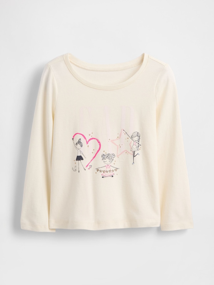 Blanco - Gap Logo Crew Neck Long Sleeve T-Shirt (6mths-5yrs) (6mths-5yrs) - Imagen 1 de 3
