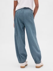 Gap Blue High Waisted Denim Baggy Joggers (4-13yrs) (4-13yrs) - Image 2 of 5