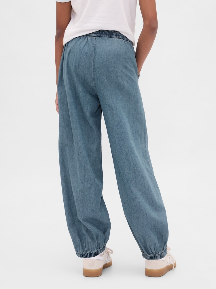 Gap Blue High Waisted Denim Baggy Joggers (4-13yrs) (4-13yrs) - Image 2 of 5