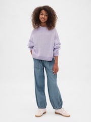 Gap Blue High Waisted Denim Baggy Joggers (4-13yrs) (4-13yrs) - Image 3 of 5