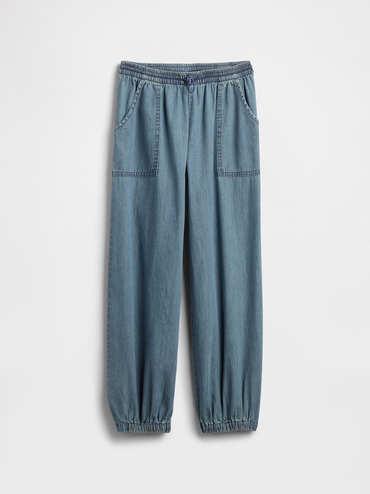 Gap Blue High Waisted Denim Baggy Joggers (4-13yrs) (4-13yrs) - Image 5 of 5