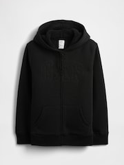 Gap Black Logo Sherpa-Lined Zip Hoodie (4-13yrs) - Image 1 of 3