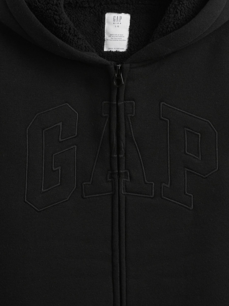 Gap Black Logo Sherpa-Lined Zip Hoodie (4-13yrs) - Image 3 of 3