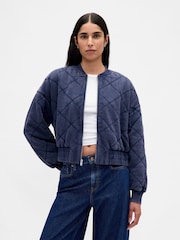 Gap Blue Vintage Soft Quilted Bomber Jacket - Image 1 of 4