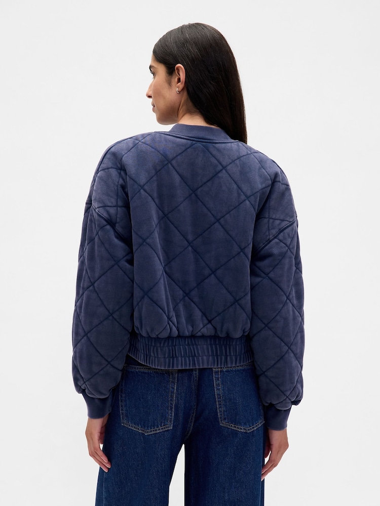 Gap Blue Vintage Soft Quilted Bomber Jacket - Image 2 of 4