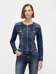 Gap Blue Denim Moto Jacket - Image 1 of 5