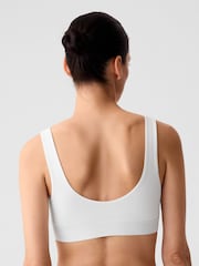 Gap White Stretch Cotton Logo Bralette - Image 2 of 4