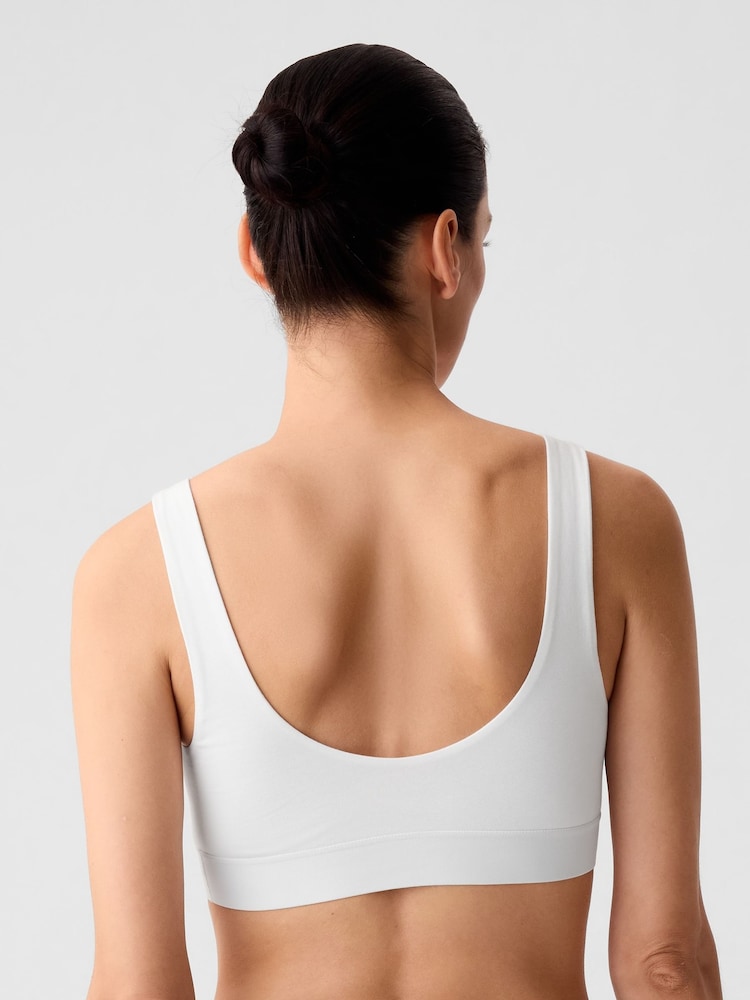 Gap White Stretch Cotton Logo Bralette - Image 2 of 4