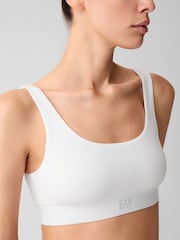 Gap White Stretch Cotton Logo Bralette - Image 3 of 4