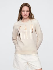 Gap Cream Relaxed Logo Crew Neck Jumper - Image 1 of 5