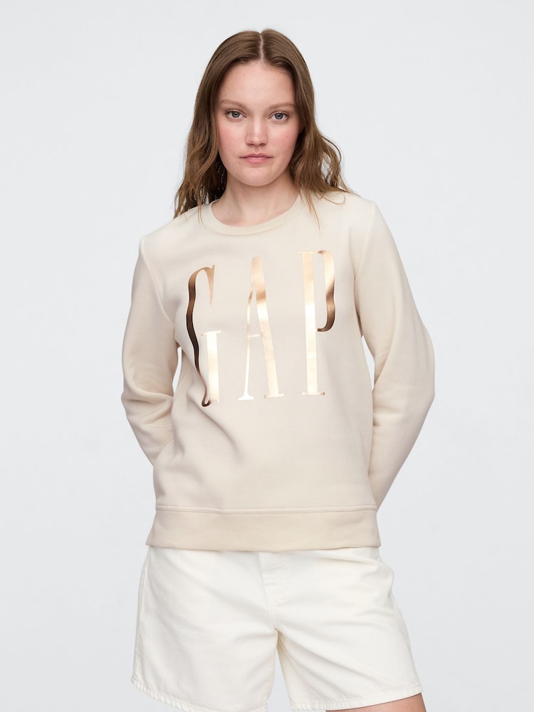 Gap Cream Relaxed Logo Crew Neck Jumper - Image 1 of 5