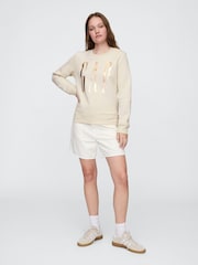 Gap Cream Relaxed Logo Crew Neck Jumper - Image 4 of 5