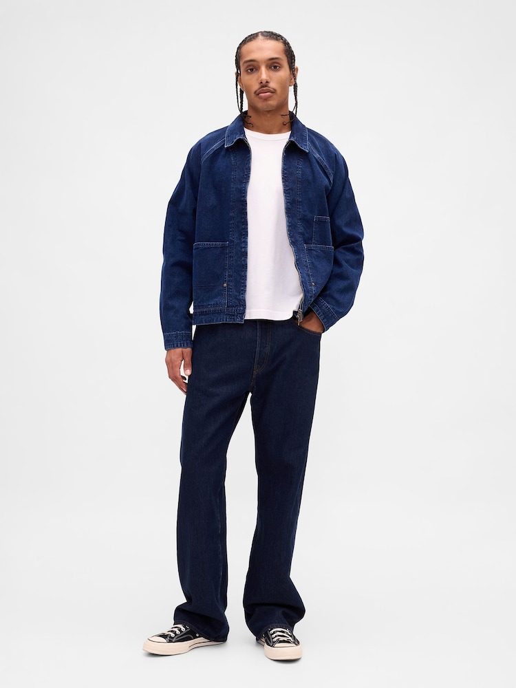 Gap Blue Denim Zip Chore Jacket - Image 1 of 3