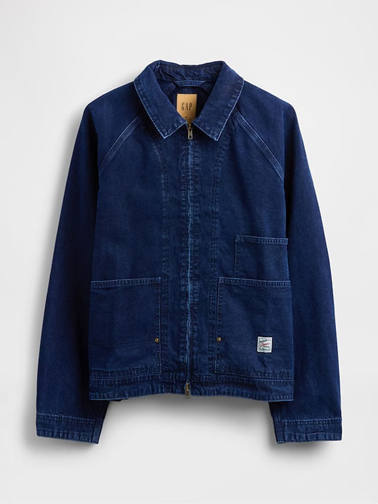 Gap Blue Denim Zip Chore Jacket - Image 4 of 4 Gap Blue Denim Zip Chore Jacket - Image 4 of 4