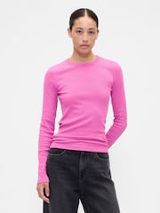 Gap Pink Long Sleeve Rib T-Shirt - Image 1 of 5