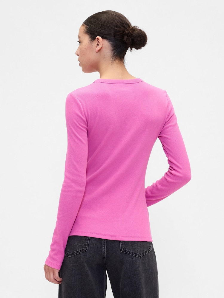 Gap Pink Long Sleeve Rib T-Shirt - Image 2 of 5