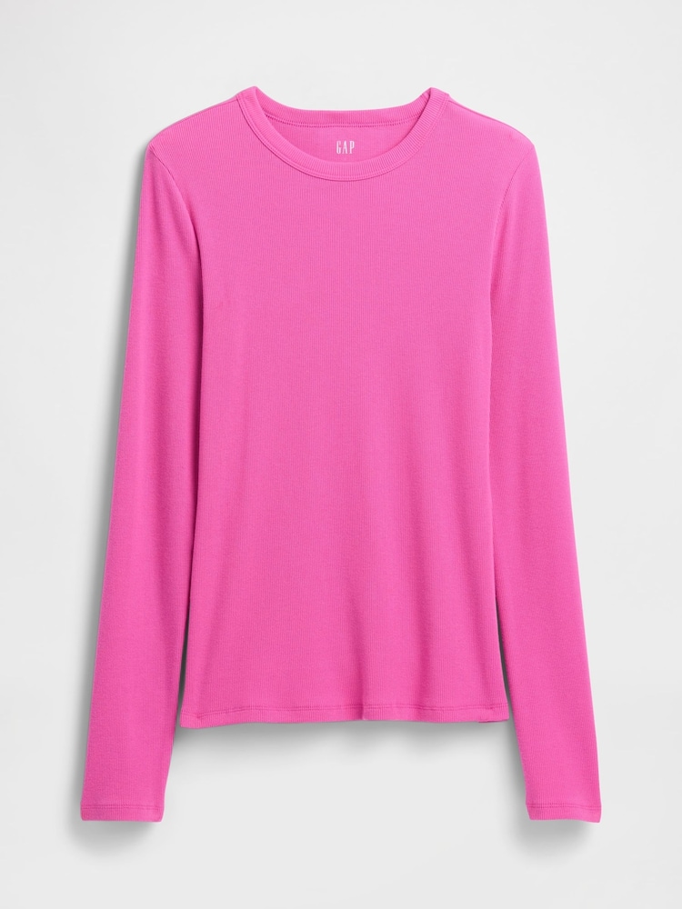 Gap Pink Long Sleeve Rib T-Shirt - Image 5 of 5