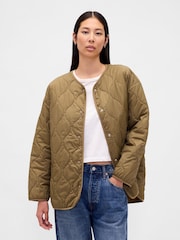 Gap Green Oversized Lightweight Quilted Liner Jacket - Image 1 of 4