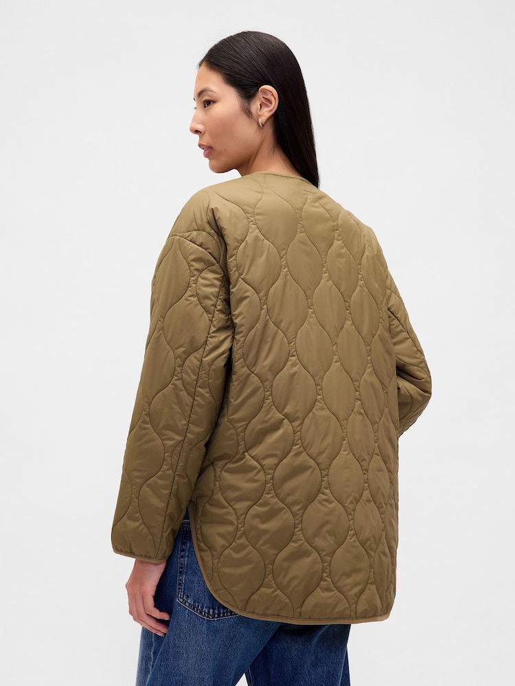Gap Green Oversized Lightweight Quilted Liner Jacket - Image 2 of 4