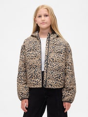 Marrón con estampado leopardo - Gap Cold Control Puffer Jacket (4-13yrs) (4-13yrs) - Imagen 1 de 5