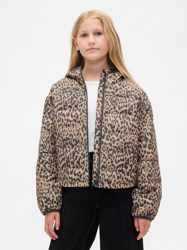 Marrón con estampado leopardo - Gap Cold Control Puffer Jacket (4-13yrs) (4-13yrs) - Imagen 1 de 5