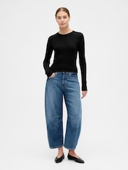 Gap Black Long Sleeve Rib T-Shirt - Image 3 of 5