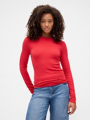 Gap Red Long Sleeve Rib T-Shirt - Image 1 of 5