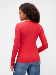 Gap Red Long Sleeve Rib T-Shirt - Image 2 of 5