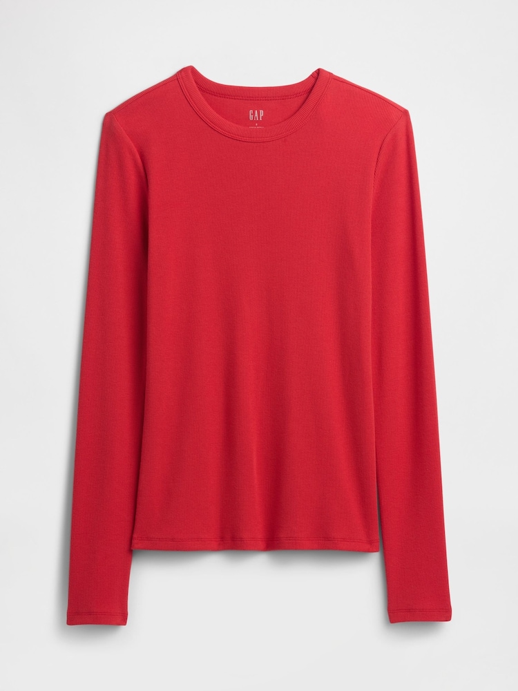 Gap Red Long Sleeve Rib T-Shirt - Image 5 of 5