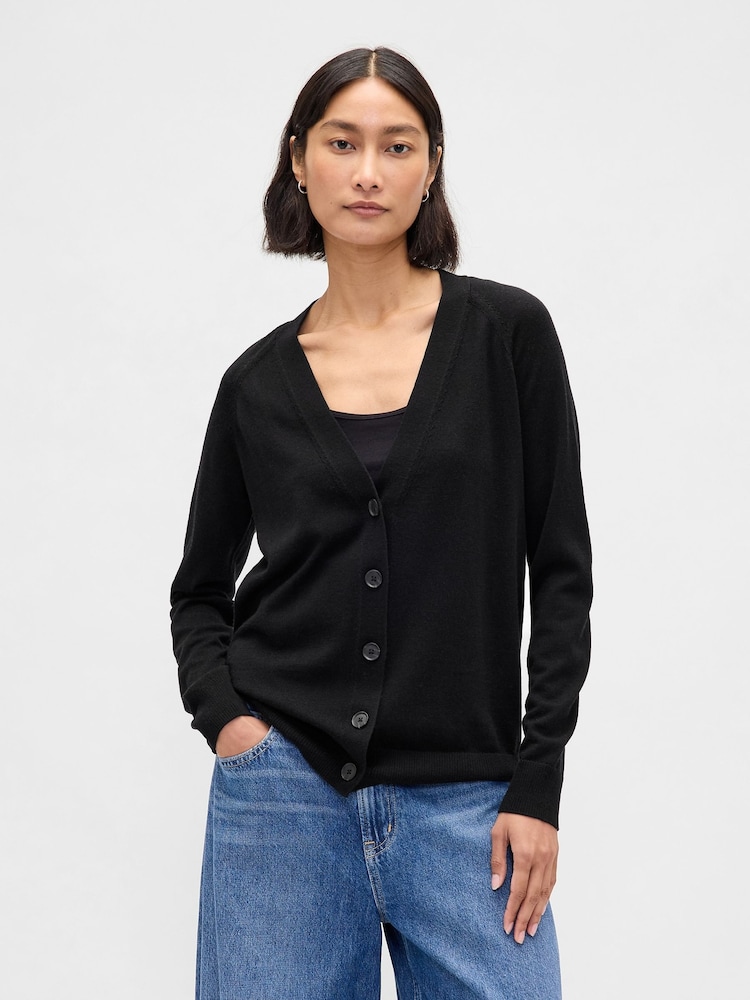 Gap Black Boyfriend Merino Cardigan - Image 1 of 4