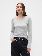 Gap Grey Long Sleeve Modern Crewneck T-Shirt - Image 1 of 5