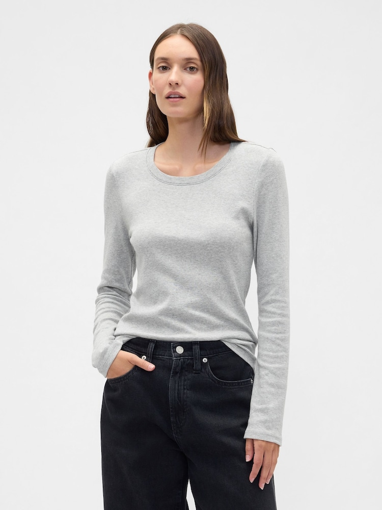 Gap Grey Long Sleeve Modern Crewneck T-Shirt - Image 1 of 5
