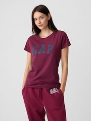 Gap Burgundy Red Logo Classic Short Sleeve Crew Neck T-Shirt - Image 1 of 4