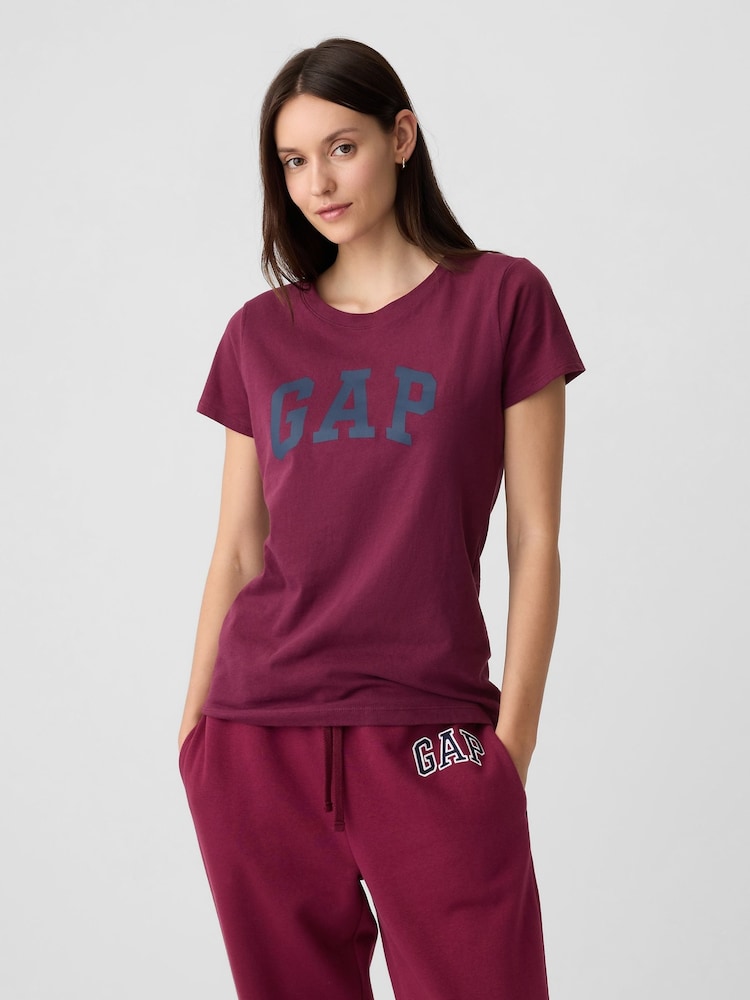 Gap Burgundy Red Logo Classic Short Sleeve Crew Neck T-Shirt - Image 1 of 4