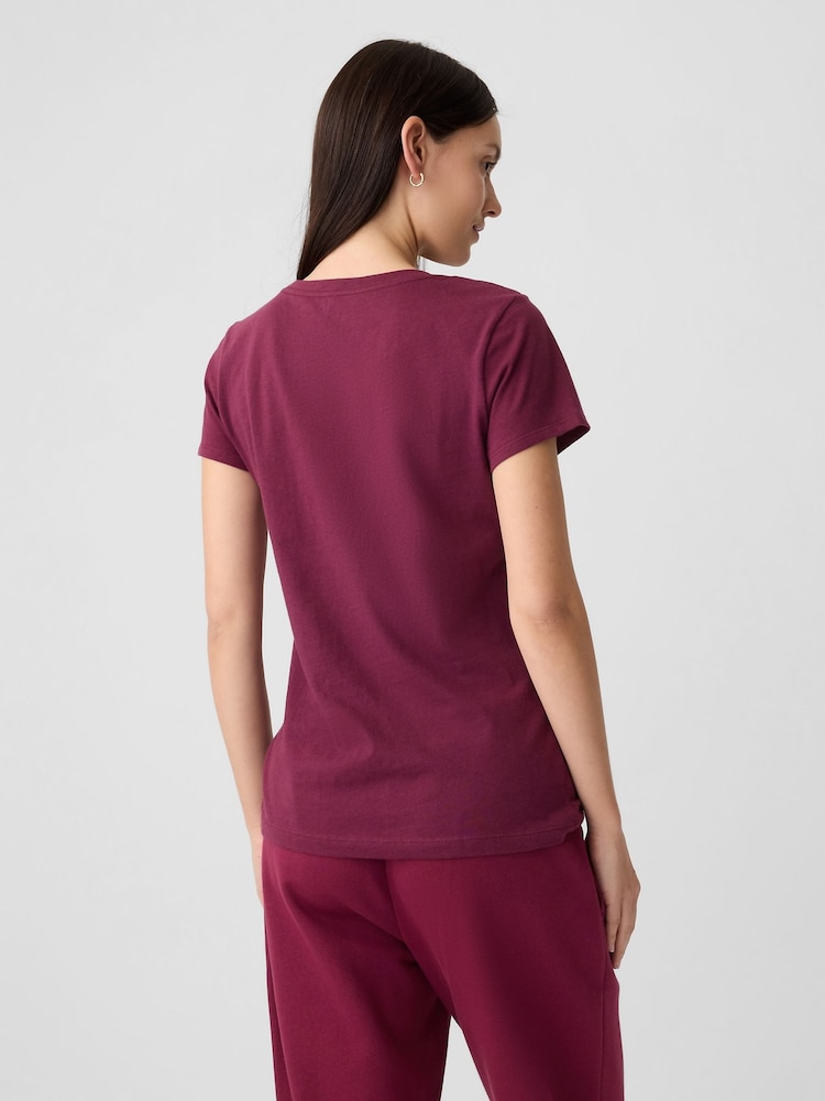 Gap Burgundy Red Logo Classic Short Sleeve Crew Neck T-Shirt - Image 2 of 4