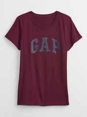 Gap Burgundy Red Logo Classic Short Sleeve Crew Neck T-Shirt - Image 4 of 4