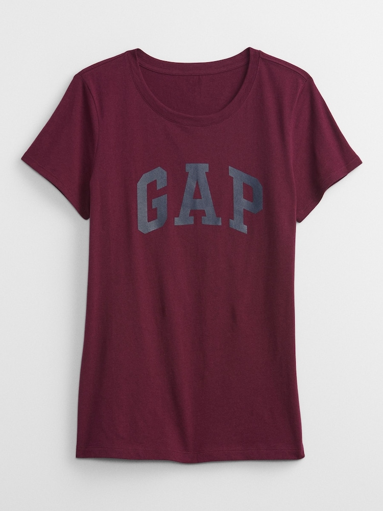 Gap Burgundy Red Logo Classic Short Sleeve Crew Neck T-Shirt - Image 4 of 4