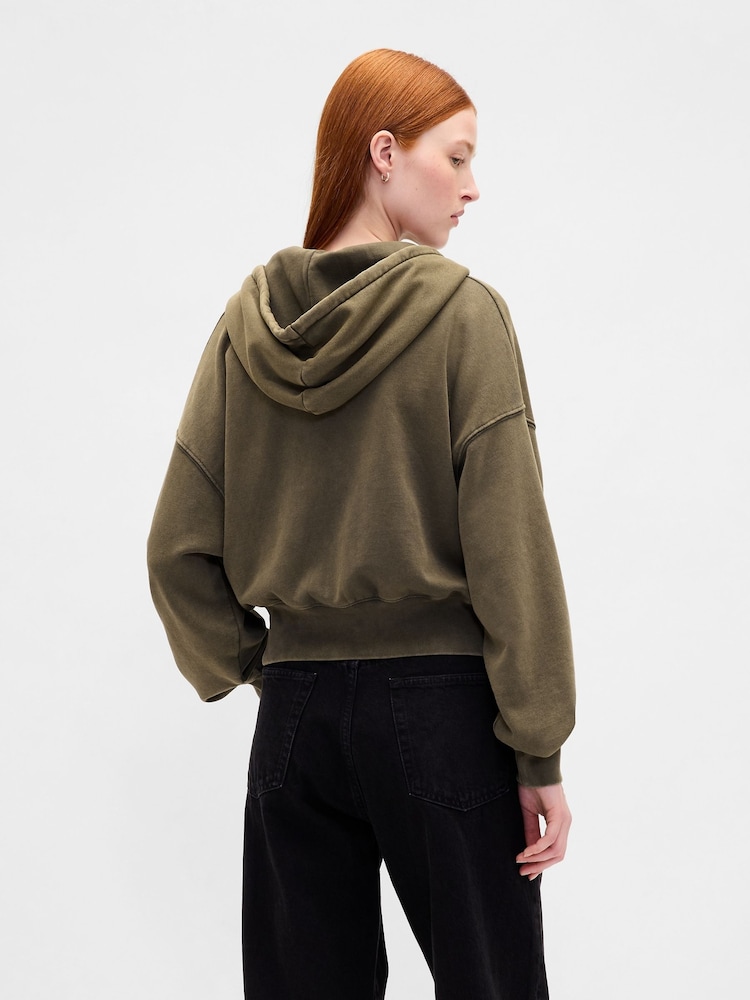 Gap Green Vintage Soft Full-Zip Wedge Hoodie - Image 2 of 4