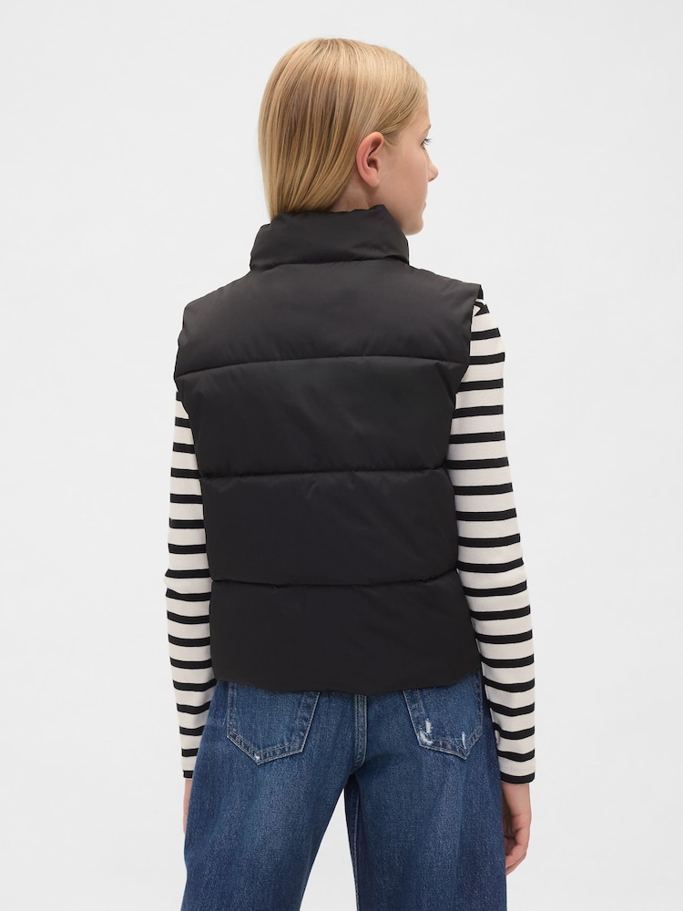 Gap Black Cold Control Relaxed Puffer Vest (4-13yrs) (4-13yrs) - Image 2 of 5 Gap Black Cold Control Relaxed Puffer Vest (4-13yrs) (4-13yrs) - Image 2 of 5