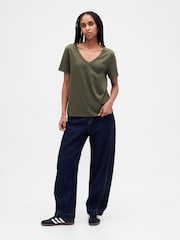 Gap Green Vintage Soft V Neck Short Sleeve T-Shirt - Image 3 of 4