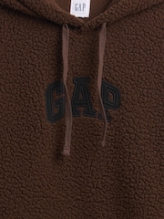 Gap Brown Relaxed Logo Sherpa Knit Hoodie - Image 4 of 4