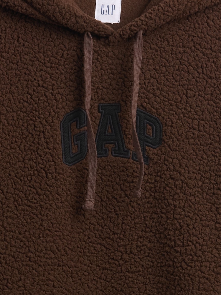 Gap Brown Relaxed Logo Sherpa Knit Hoodie - Image 4 of 4