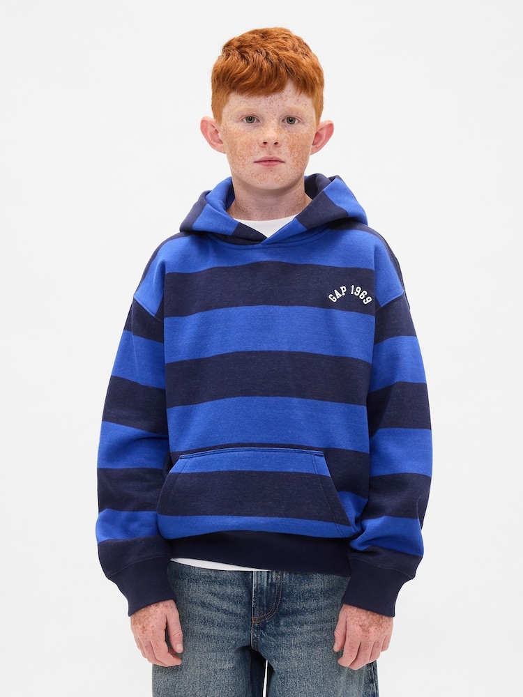 Gap Blue Rugby Stripe Logo Hoodie (4-13yrs) (4-13yrs) - Image 1 of 5
