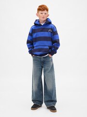 Gap Blue Rugby Stripe Logo Hoodie (4-13yrs) (4-13yrs) - Image 3 of 5