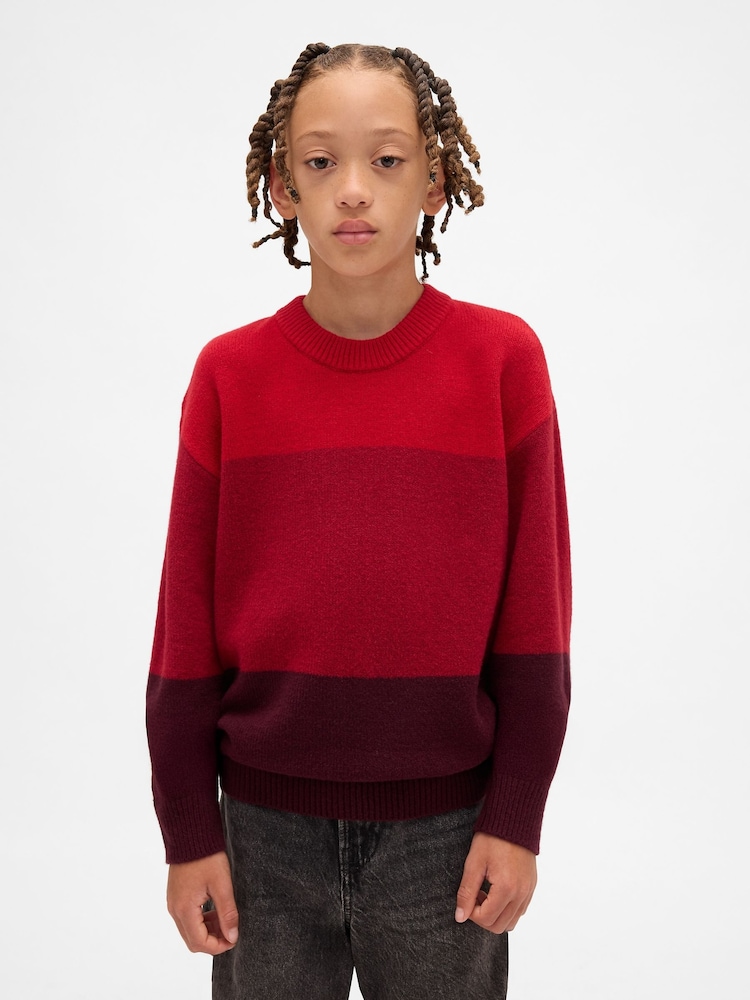 Gap Red CashSoft Relaxed Crew Neck Sweatshirt (4-13yrs) - Image 1 of 5 Gap Red CashSoft Relaxed Crew Neck Sweatshirt (4-13yrs) - Image 1 of 5